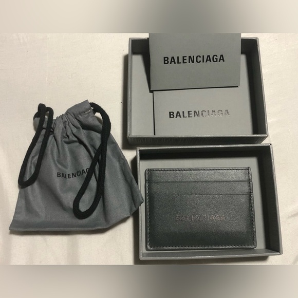 NWOT Authentic Black Gray Balenciaga Card Holder W/COA - Picture 1 of 6